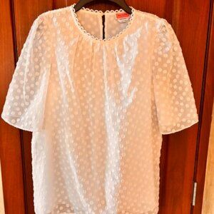 Kate Spade New York White Textured Dot Top Size Small